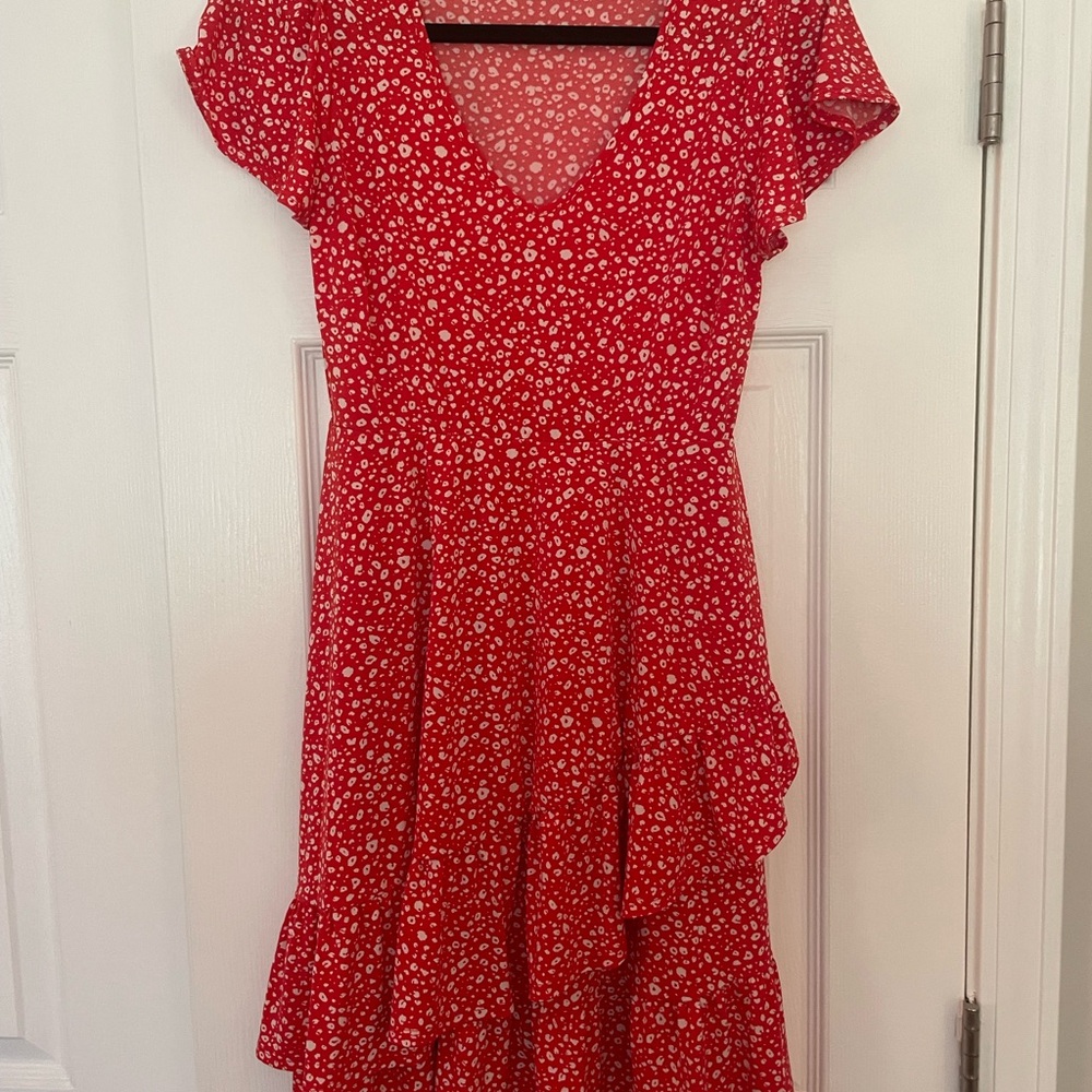 Red Floral Ruffle Dress from Stitchfix